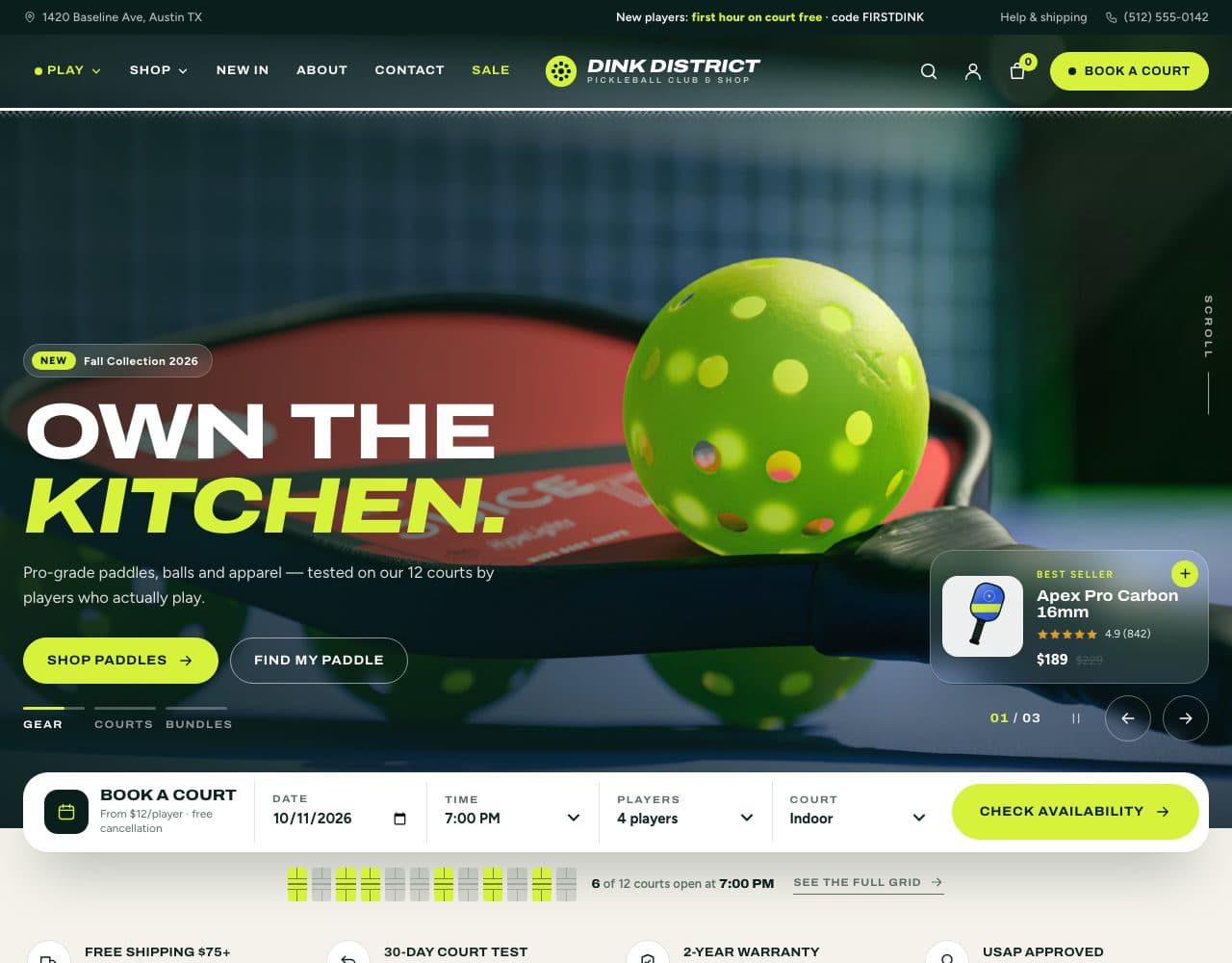 Court store design home page