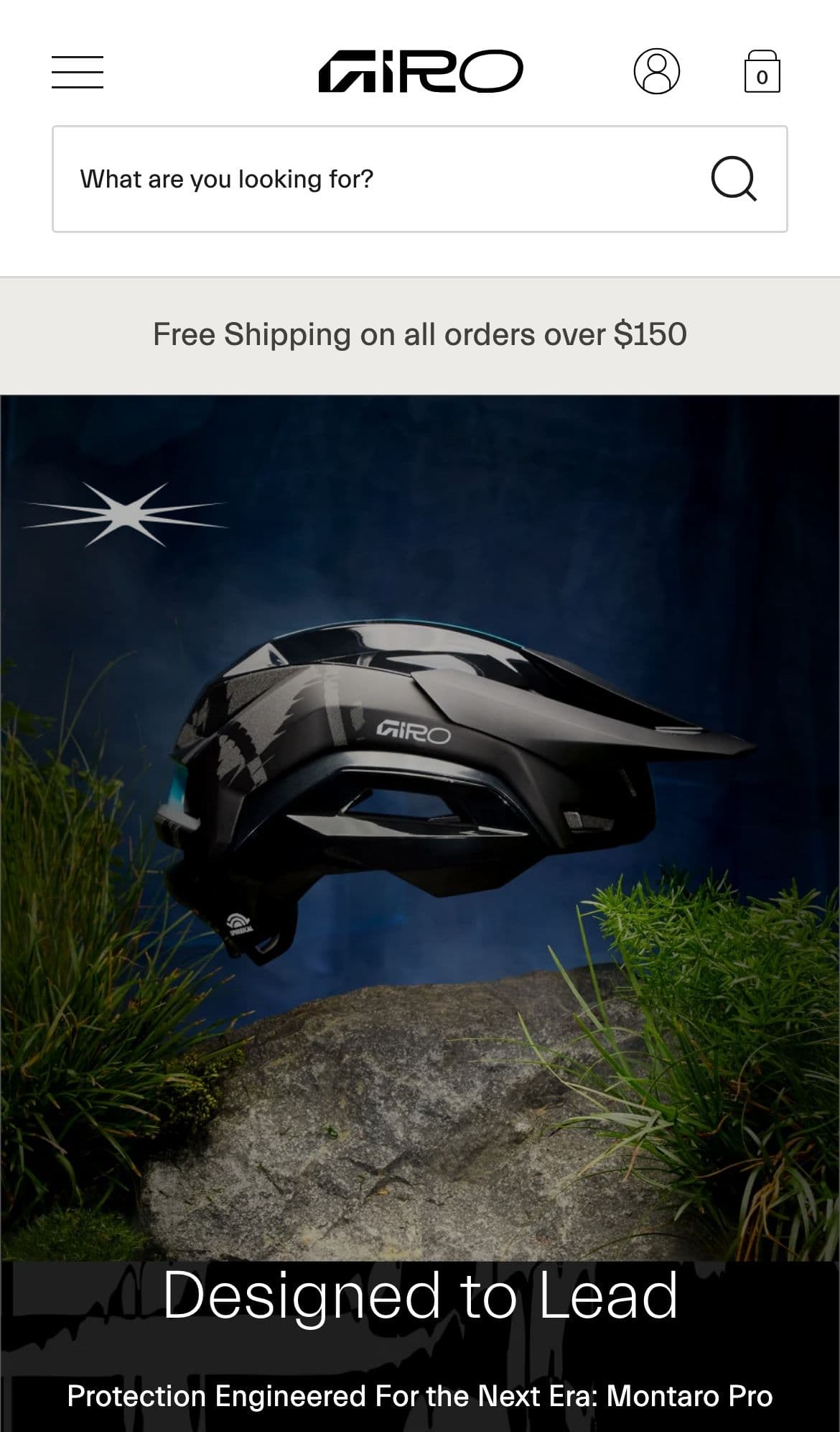 Giro Sport Design Australia Shopify store on a phone, showing search and the helmet campaign hero